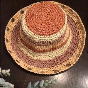 Rare Wyeth studded straw bucket hat
